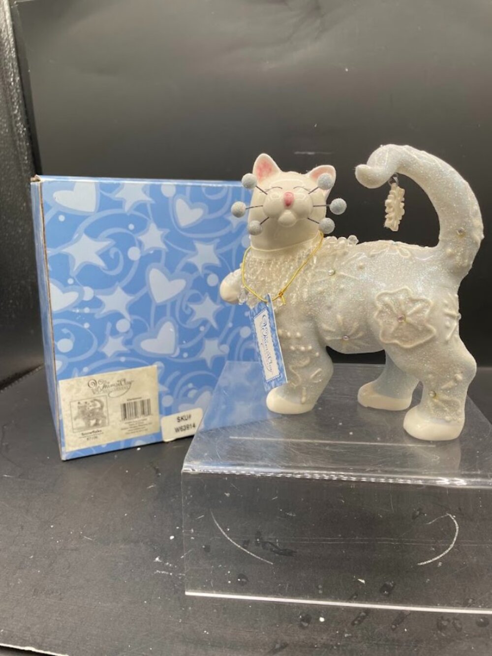 2004 Amy Lacombe Whimsiclay Snowflake #87108 Glitter Cat Willitts in Box